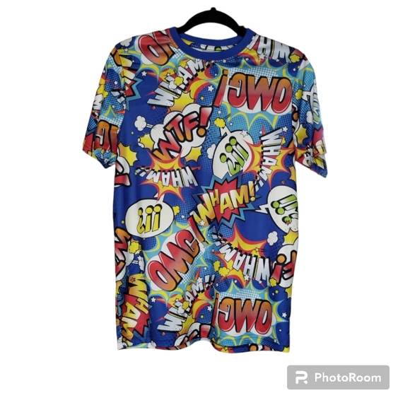 -211 OH SNAP! DRILL CLOTHiNG CO. BLUE COMIC BOOK PULL OVER, T-SHIRT Small - Picture 3 of 6